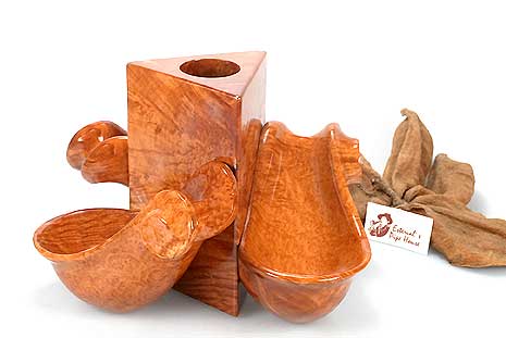RO-EL Pipe Holder Solid Briarwood for three Pipes
